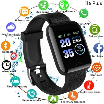 116Plus D13 Pametno Gledati Moški Ženske Fitnes Tracker Srčni utrip, Krvni Tlak Monitor Šport Nepremočljiva Smartwatch Za Android IOS