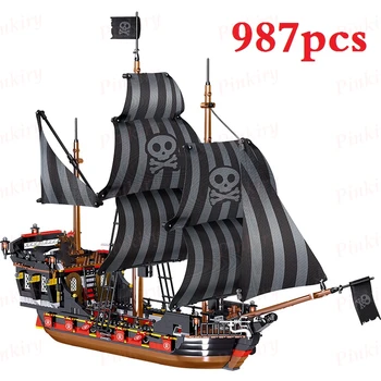 1334PCS Ideje Serije Večnosti Piratske Ladje Model gradniki Ustvarjalne Čoln Film Opeke DIY Igrače, Darila Za Otroke, Otroci