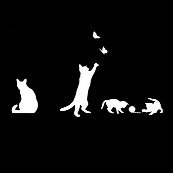 16*9.1 CM Igranje Mačke Metulj Srčkan Mačke Avto Nalepke Ustvarjalne Živali Kritje Praske Modnih Nalepk C4-0405