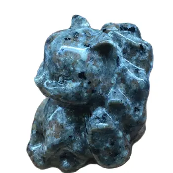 1PCS Naravnega Kamna Yooperlite Kristal, Ročno Izrezljano 9 Repi Fox Živali Kip Zdravljenje Darila 5-6 cm