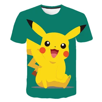 2021 Novo Pikachu Natisnjeni T Shirt Pokemon otroška Animacija Harajuku Moda Kratka Sleeved Tshirt Priložnostne
