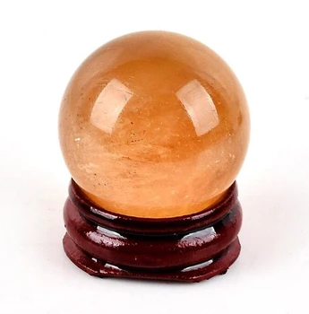 3 cm, naravno, oranžno Kalcita Področju quartz Crystal Ball Čakro Zdravljenje rock Reiki Kamen Carving Obrti s stojalom(1 PC)