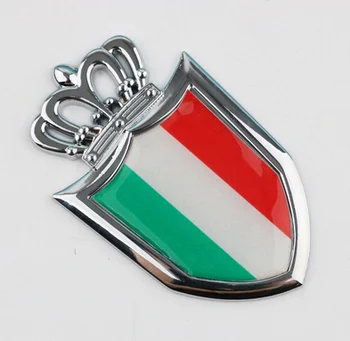 3D Auto Kovinski Chrome Italiji italijansko Zastavo Krono Ščit Avto Emblem Značke Nalepke Nalepke Avtomobilski Pribor
