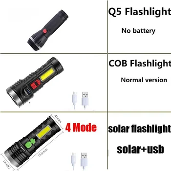50000LM Solarna LED Svetilka Polnjenje prek kabla USB Večnamenski Svetilka Vodotesno Svetilko Vgrajeno Baterijo Strani Svetlo Luč Kampiranje