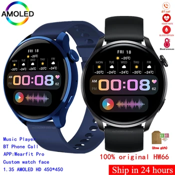 AMOLED 1.35 Palčni HD 420*420 Original HW66 Pametno Gledati DiY Obraz Bluetooth Klic Predvajalnik Glasbe SOS IP67 Nepremočljiva 128M Smartwatch