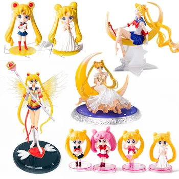Anime Sailor Moon Akcijska Figura, Risanka Kawaii Manga Kip Figurice PVC Zbirateljske Model Igrače Lutka Princesa Torto Dekoracijo
