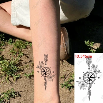 Antični Rim Ura Nepremočljiva Začasni Tattoo Nalepke Pero Puščico Moških Roko Zapestje Vodo Prenos Ponaredek Tatto Body Art Ženske Otroci