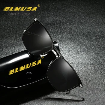 BLMUSA 2021 Novo Polarizirana sončna Očala Moških Kovin, Voznik Nočno Vizijo Očala Design UV400 Kvadratnih Poslovnih sončna Očala Kul Moški