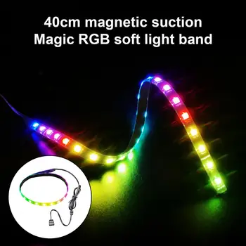 Coolmoon 40 cm Magnetna RGB LED Osvetlitvijo Trak Svetlobe Z 30pcs LED 4 Pin Digital Light Svetilka Razsvetljave, Komplet Za PC Računalnik Primeru