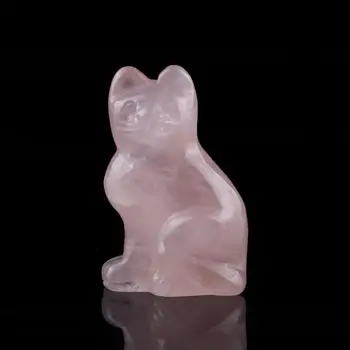 Deset Barve Naravne Crystal Mačka Kip Ročno Živali Obrti DIY Ogrlico, Obesek, Nakit Novo Leto Darilo Office Home Dekoracijo