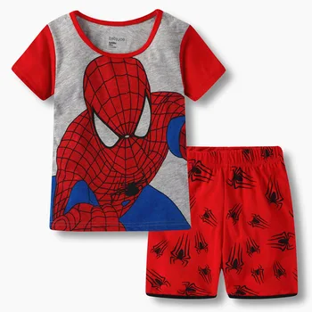 Disney Iron Man Fantje Bombažno Pižamo Nastavite Strela McQueen Spiderman Otroci Kratek Rokav Pižame Dekleta Sleepwear Otrok Pajama Določa