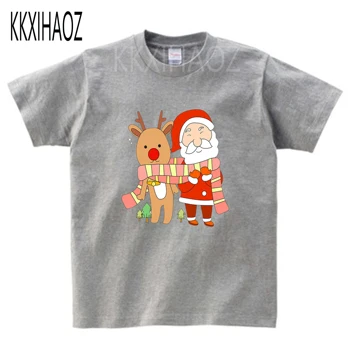 Fant T-Shirt Santa natisni T-shirt dekle T-shirt belo bombažno majico, priložnostne otroci T-shirt Božično darilo 8