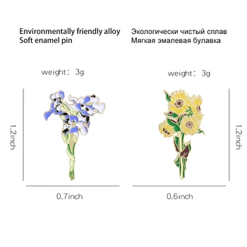 GDHY Emajl Daisy Chrysanthemum Sončnično orhideja Iris Zatiči Moda Broška Za Ženske Značke Unisex Nakit, Broške