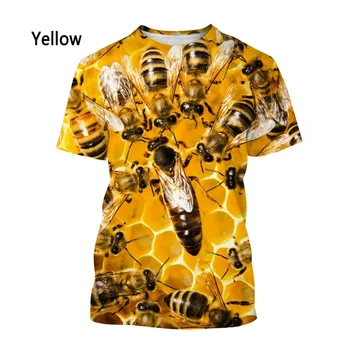 Honey Bee 3D T-shirt za Moške in Ženske Poletje Moda Priložnostne Kratka sleeved Živali Majica T-shirt Tiskanje