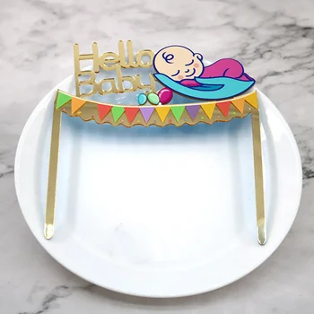 Ins Pozdravljeni Otroka Rojstni dan Torta Pokrivalo Akril zlato Happy Birthday Cupcake Dekoracijo Za Baby Tuš Stranka torto Dekoracijo Toppers
