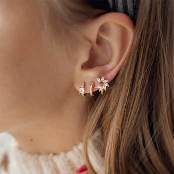 ISUEVA 18K Zlato, ki je Napolnjena Hoop Uhani Kubičnih Cirkon Geometrijske Ear Piercing Uhani Za Ženske Huggie Nakit Dodatki Trgovini
