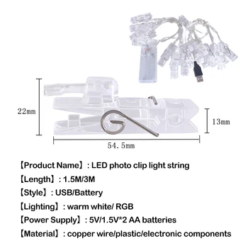 LED Luči Niz Foto Posnetek USB Zunanji Baterijski Pogon Garland Božični Okraski, Počitnice Stranka Poročni Dan Dekoracijo
