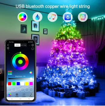LED Pravljice Niz Luči Božično Drevo Decor Bluetooth APP pod Nadzorom USB Garland za Dom 2021 Spalnica Prostem Dekoracijo RGB