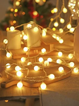 LED Žogo Garland Niz Luči Božični Prazniki razsvetljavo Pravljice Luči na Prostem Baterije Stranka Poročno Dekoracijo Božič nočna lučka
