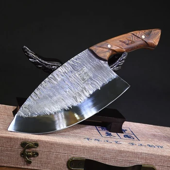 Longquan duha ročno izdelane ukrivljen, pokazal ostre slicer stari kovanje ročno kovane stari gospodinjski kuhinjski noži noži kuhar