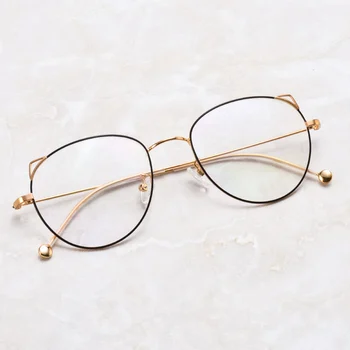 Luštna mačka ušesa očal okvir očala ženske očala, optično recept očala clear leče očal, rdeča kovinski svetlobe 3083
