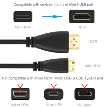 Mini HDMI na HDMI High Speed Avdio Kabel Podporo 2.0 4K ločljivosti 1080p za Kamere, Tablični DVD Igralno Konzolo 1m 2m 3m Mini HDMI Kabel