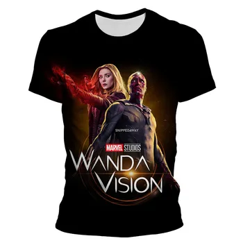 Moda Marvel Avengers Wanda Vizijo Moški Ženske Tshirt Otroka, T-Shirt Tv Show Srajce Superheroj Scarlet Čarovnica Tees 3D Tiskanih Vrh