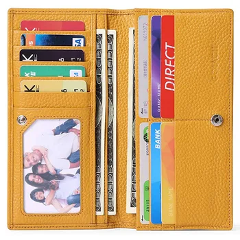 Moda za ženske denarnice pravega usnja dolgo slim bifold torbici imetnik kreditne kartice denarnice zadrgo