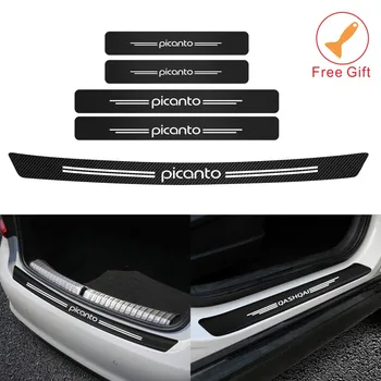 Modna trak Picanto auto prag dekoracijo drgnjenja ploščo zaščitna ogljikovih vlaken vinil trunk nalepke, dodatki