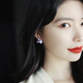 MOGAKU korejskem Slogu Opal Cvet Stud Uhani za Ženske Modni Kristalno Uhan Dekleta Stranka Poroko Eleganten Nakit Nosorogovo