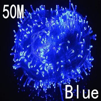 NOVO modro Barvo Niz Luči 50M 400 LED počitnice/ Božič/Poroka/Stranka Dekoracijo Luči 220V Nepremočljiva prostem led lučka