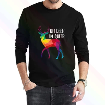 Oh Jelena sem Queer Logotip Classic Black T-Shirt 2021 Najnovejše Poletje Men ' s Long Sleeve Priljubljena Tees Majica Vrhovi Nove Unisex