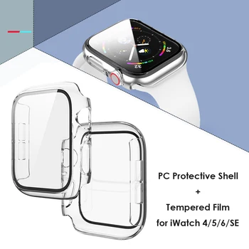 Pametno Gledati Jasno, Pregledno PC Pokrov Odbijača Okvir, Kaljeno Steklo Screen Protector Primeru za Apple Gledati Serije 6 5 4 MP 40/44 mm