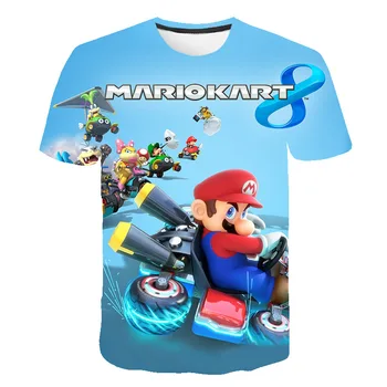 Poletje Kawaii 3D Tiskanje Super Mario -Fantje Dekleta Prevelik Mario T-Shirt Modni O-Vratu Risanke Svoboden Kratek Rokav T Igra Shir