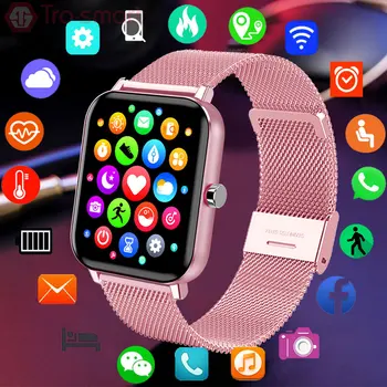 Poln na Dotik Pametno Gledati Ženske Moški Smartwatch Elektronika Pametna Ura Za Android IOS Fitnes Tracker Sport Smart-watch GT10