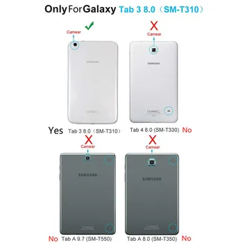 PU Usnjena torbica za Samsung Galaxy Tab 3 8.0 T310 Kritje Funkcija Stojalo za Samsung Tab3 8.0 SM-T310 T311 T315 Tablični Primeru Pokrov