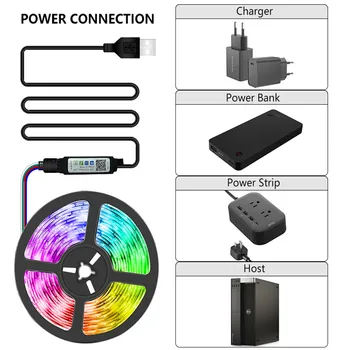 RGB Bluetooth USB LED Trak Svetlobe SMD5050 RGB Luči Prilagodljive LED Žarnico, Trak Trak RGB TV Zaslon Namizja Osvetlitev Diode