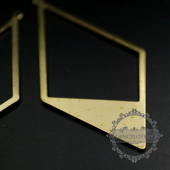 Rhombus obliko vintage stil raw medenina obesek čar dobave 1800291