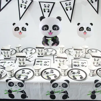 Risanka Panda Temo Rojstni Okraski Otroci Razpoložljivi Namizna Nastavite Ploščo Plenice Pokal Baby Tuš Stranka Dobave