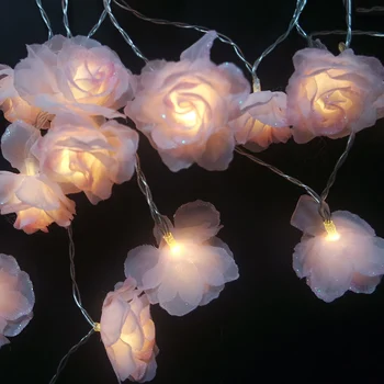 Romantično Roza Svileni Rose Niz Led Luči 3M 20led,Baterije Cvetlični Počitnice Razsvetljavo,Cvet DIY Ureditev,Stranka Oskrbe Dekoracijo