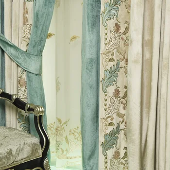 Royal Evropske zavese luksuzni dnevna soba flanela vezenje zavese krpo bay okno spalnice odtenek Nordijska zavese gaza