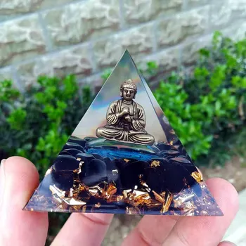 ROČNO izdelani kip Bude, Orgonski Piramida Zdravljenje Kristalno Obsidian Figur Generator Energije Meditacijo, Reiki, Uravnoteženje nakit