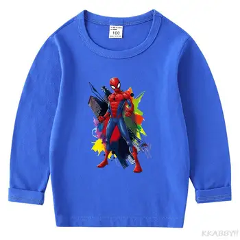 SpiderMan, Disney Bombaž Fantje Dekleta T-Shirt Dolgi rokav Baby Otroci Majica za Otroke, Oblačila Novo Pomlad Dekle Vrhovi
