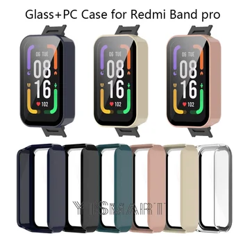 Težko PC Ohišje + Steklo Za Redmi Smart Band Pro Full Screen Protector Lupini Okvir Odbijača Zaščitna Pokrova Smartwatch Dodatki