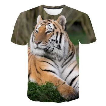 Tiger graphic majica s kratkimi rokavi Moški 2021 Nove Priložnostne Poletje Modni O-Vratu T-shirt Tiskanje Vrhovi Hipster Živali Vzorec Kratek Rokav T-majice