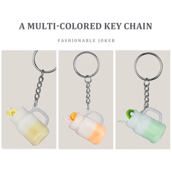 Ustvarjalne simulacije akril sadni sok keychain vrečko modni vse-tekmo ključ obesek mala in srčkano sladkarije barve za dekleta