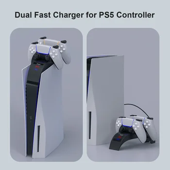 Vogek PS5 Dvojno Hitro polnilno Postajo za Polnilnik Playstation 5 Brezžični Gamepad Polnilnik Z LED Indikator Igre Pribor