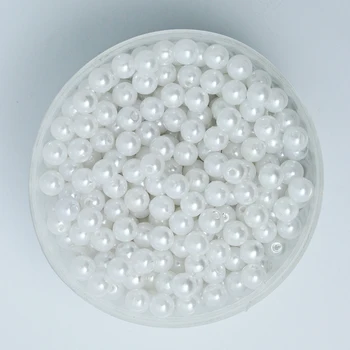 Vroče Prodajo 1000 Kos Bele Barve Akril Plastične Kroglice Pearl Imitacije Krog Biseri 6 mm Dia. (PS-BSG02-02WH)