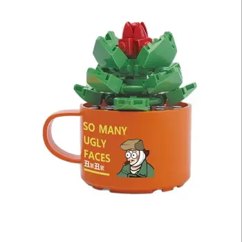 XQYJ Božično darilo Succulents posajenih rož rastline gradniki skodelice okraski model puzzle puzzle igrače za otroke