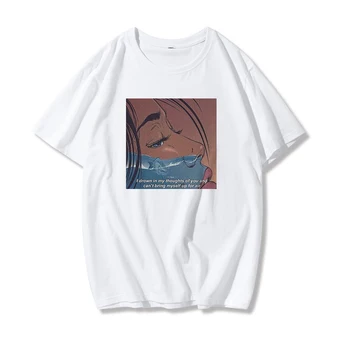 Zabavna Majica s kratkimi rokavi Ženske Japonski Anime Dekle Joka Tiskanja Vrhovi Harajuku Svoboden Moda Letnik Osebnost Mujer Prevelik T-Shirt